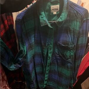 American Eagle Outfitters Blue and Green Plaid Hoodie